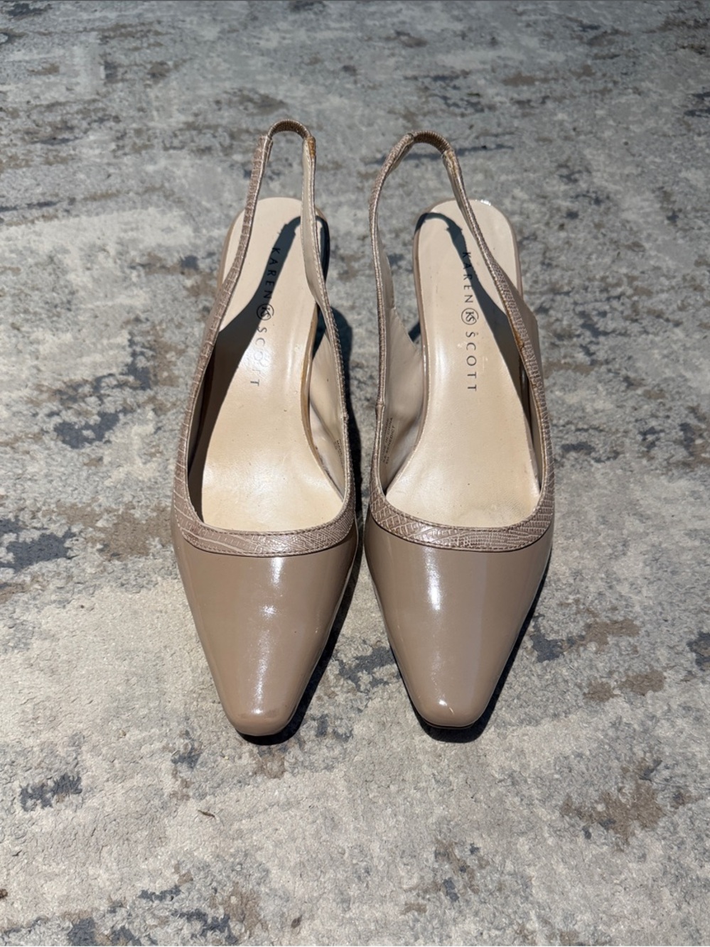 Karen Scott Taupe Pointed-Toe Slingback Pumps
